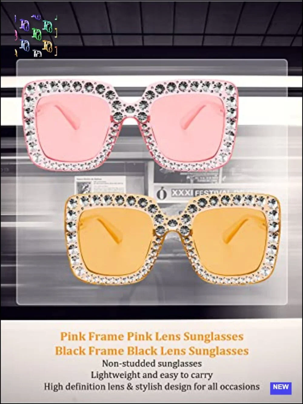 Retro Oversize Square Sunglasses for Women - 2 Pack